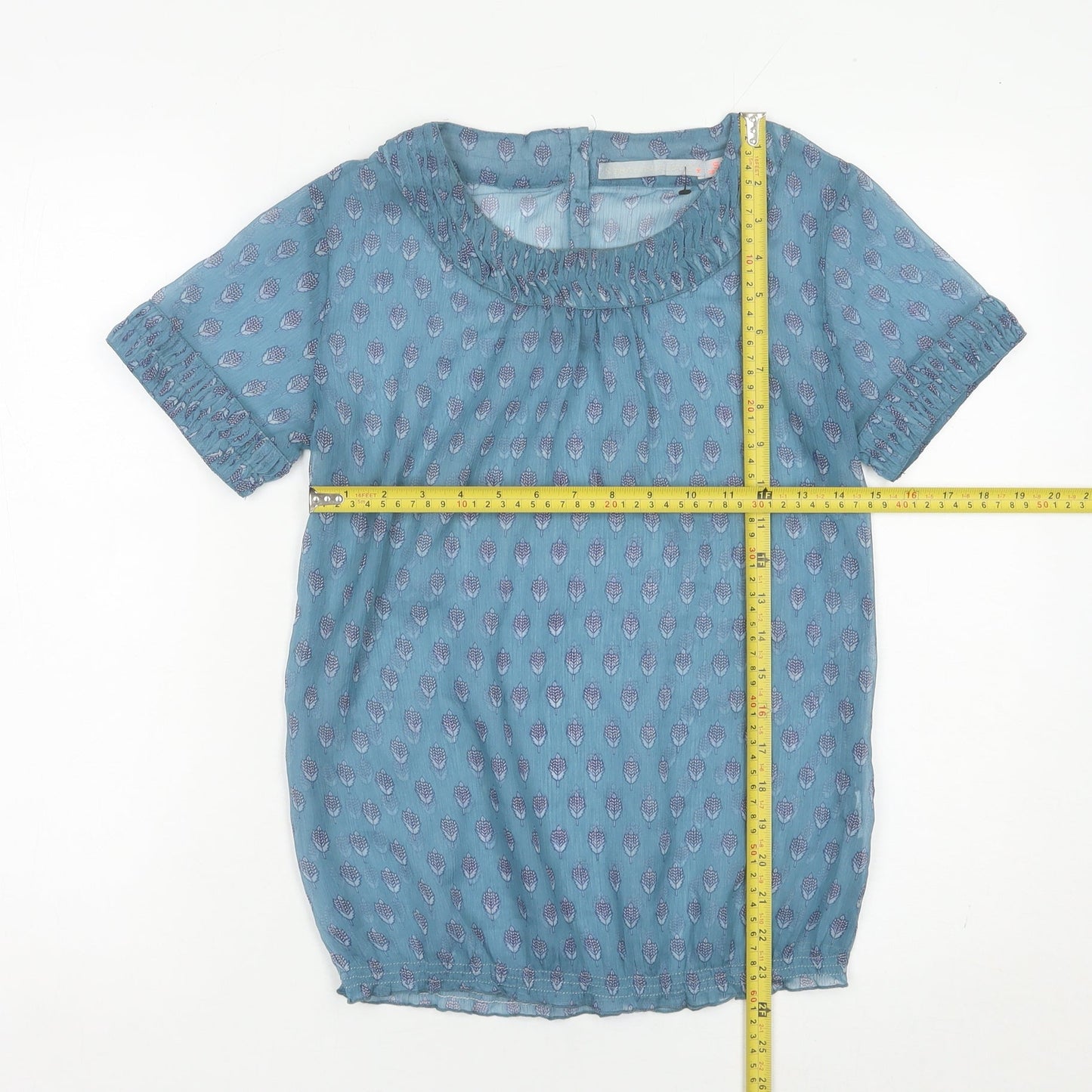 Sfera Women’s Blue Floral Cotton Tunic Blouse S