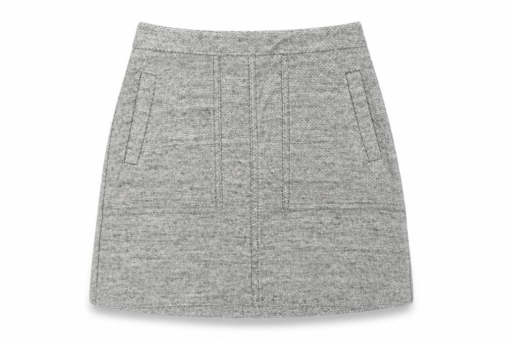 New Look Womens Grey A-Line Knee Length Skirt Size 6 with Pockets