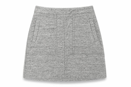 New Look Womens Grey A-Line Knee Length Skirt Size 6 with Pockets