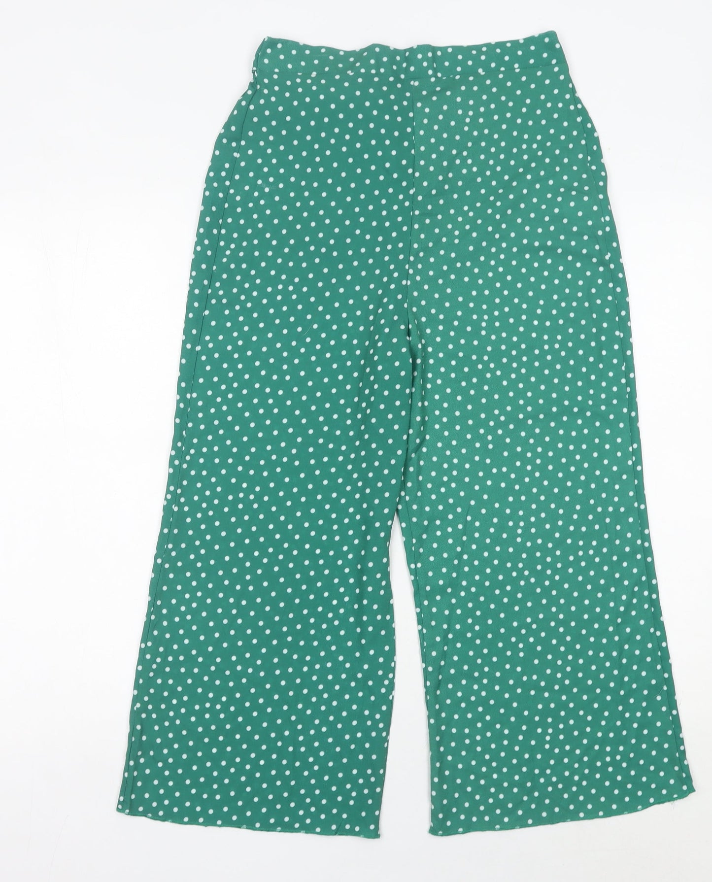 Boohoo Women’s Green Polka Dot Wide-Leg Trousers Size 10