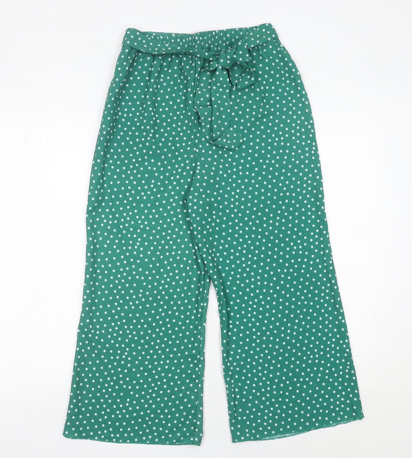 Boohoo Women’s Green Polka Dot Wide-Leg Trousers Size 10
