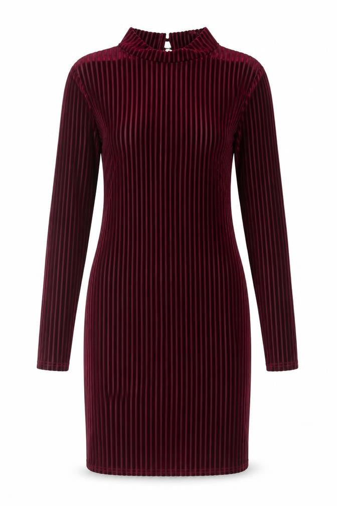 Missguided Women Red Striped Velvet Bodycon Dress Size 8