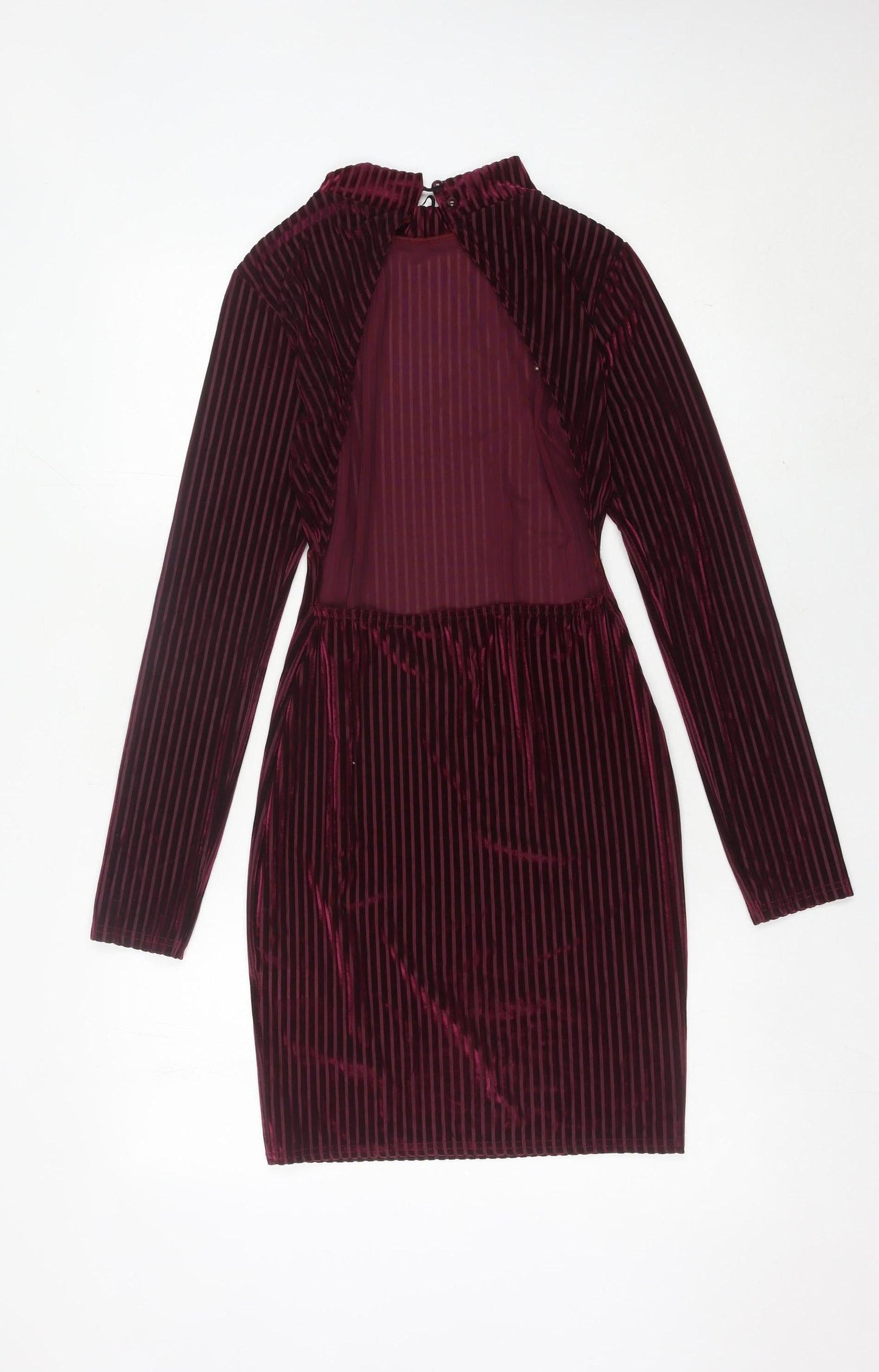 Missguided Women Red Striped Velvet Bodycon Dress Size 8