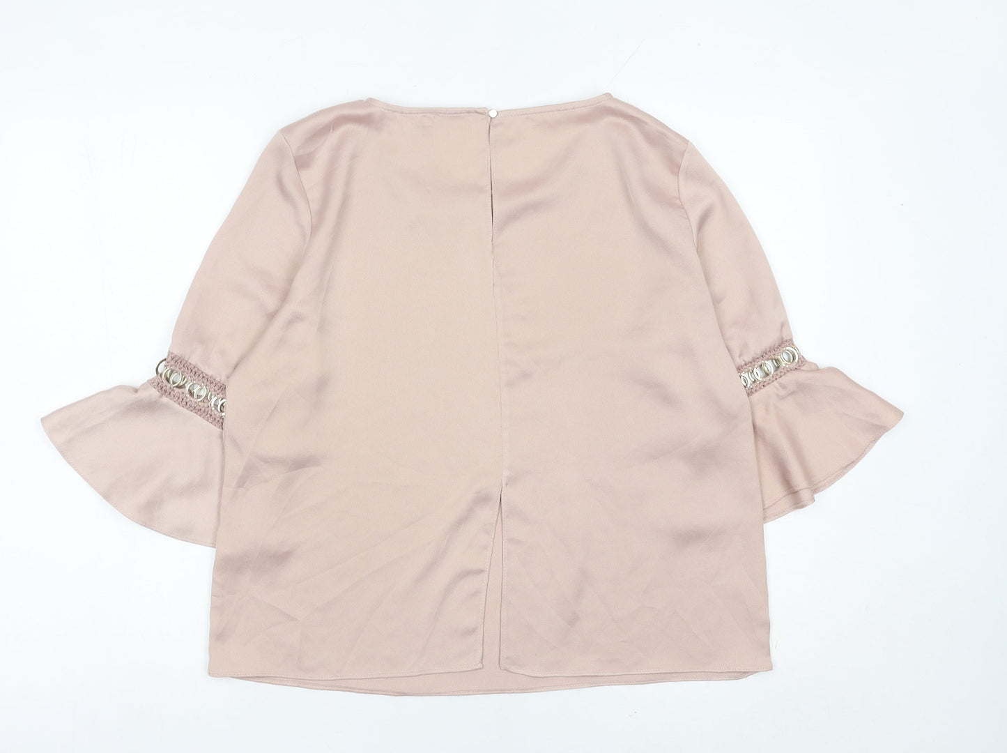 River Island Women Pink Size 12 Bell Sleeve Tunic Blouse