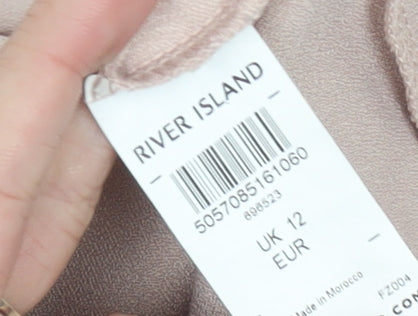 River Island Women Pink Size 12 Bell Sleeve Tunic Blouse