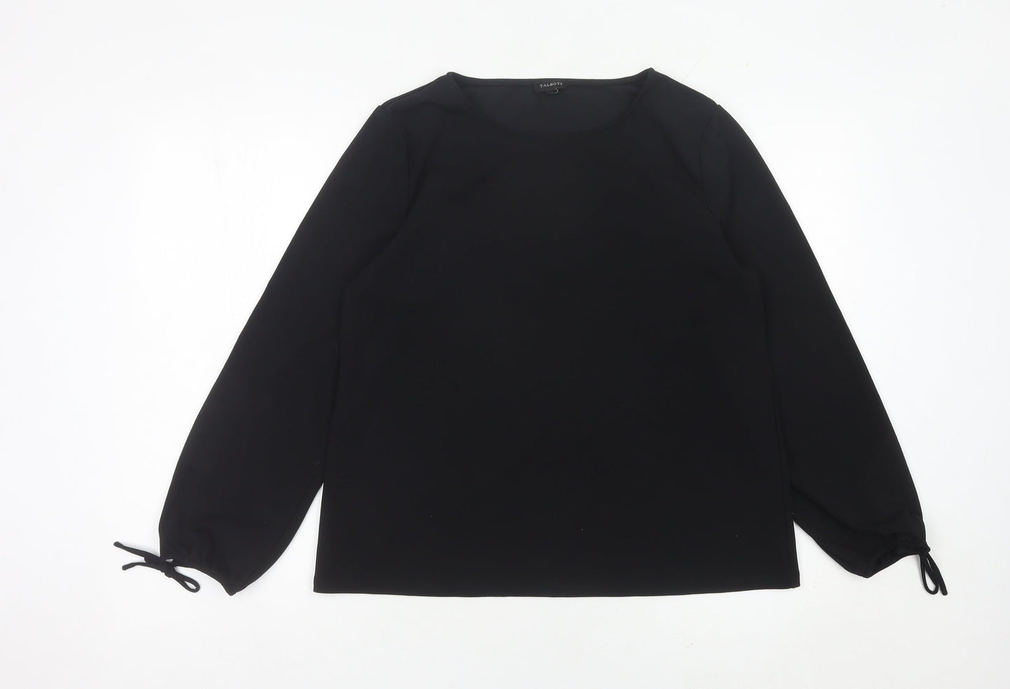 Talbots Women Black Blouse Scoop Neck Long Sleeve Size L