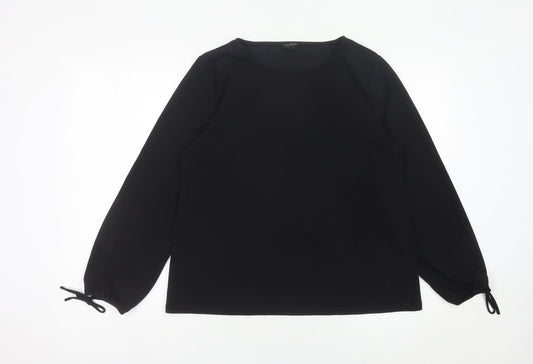 Talbots Women Black Blouse Scoop Neck Long Sleeve Size L