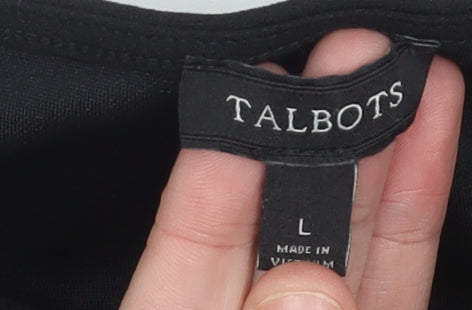 Talbots Women Black Blouse Scoop Neck Long Sleeve Size L