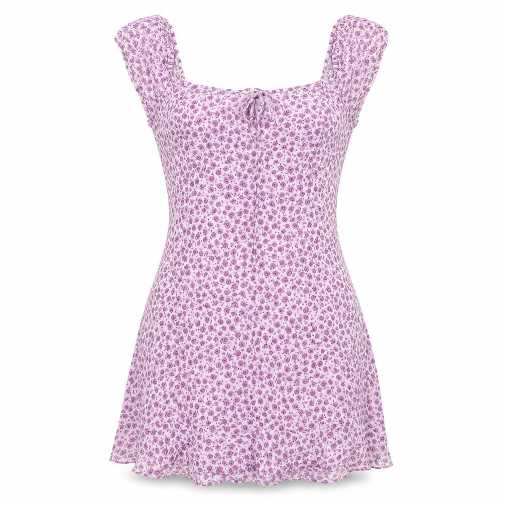 Motel Rocks Women’s Purple Floral Mini Dress Size M Short Sleeve Scoop Neck
