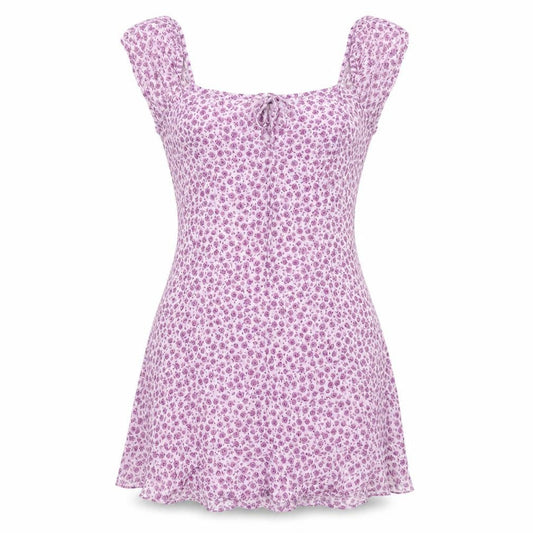Motel Rocks Women’s Purple Floral Mini Dress Size M Short Sleeve Scoop Neck