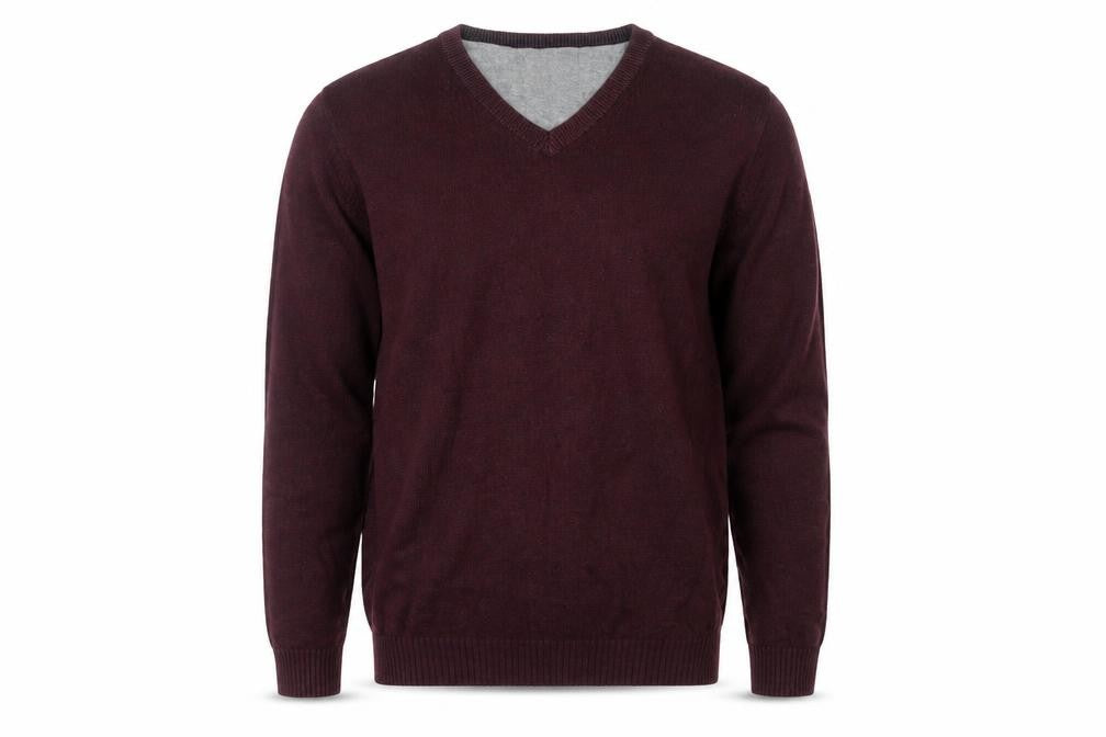 Maine New England Men’s Red V-Neck Cotton Jumper Size L