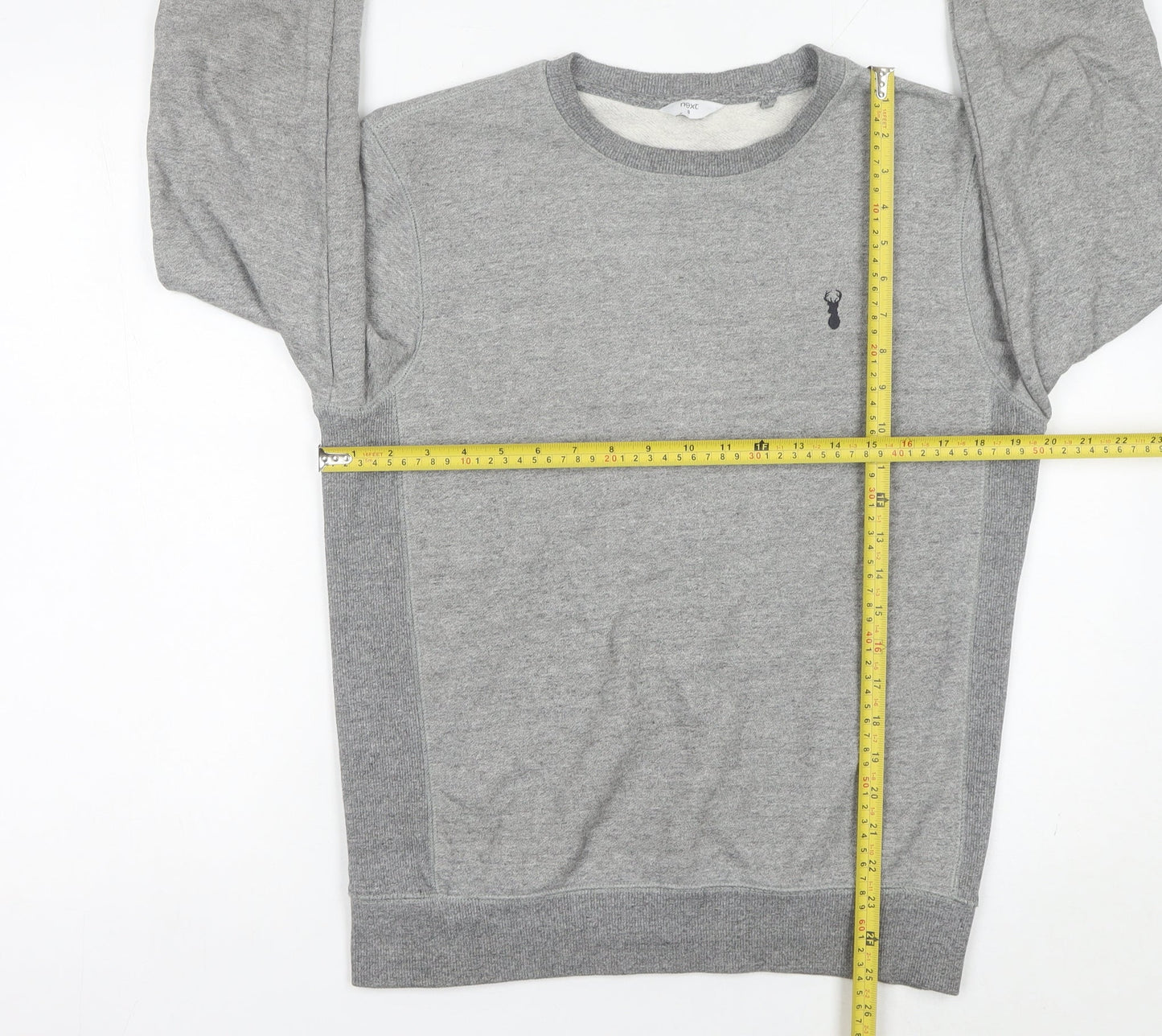 Next Men's Grey Small Crew Neck Sweatshirt Pullover Logo