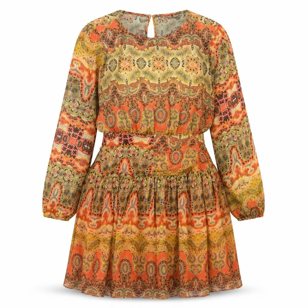 Mango Womens Multicoloured Paisley Short Dress Size 12 Boho Chiffon