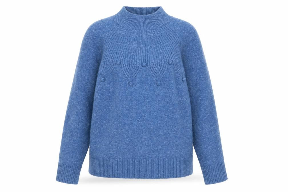 Bonmarché Womens Blue Size 16 Mock Neck Pullover Jumper