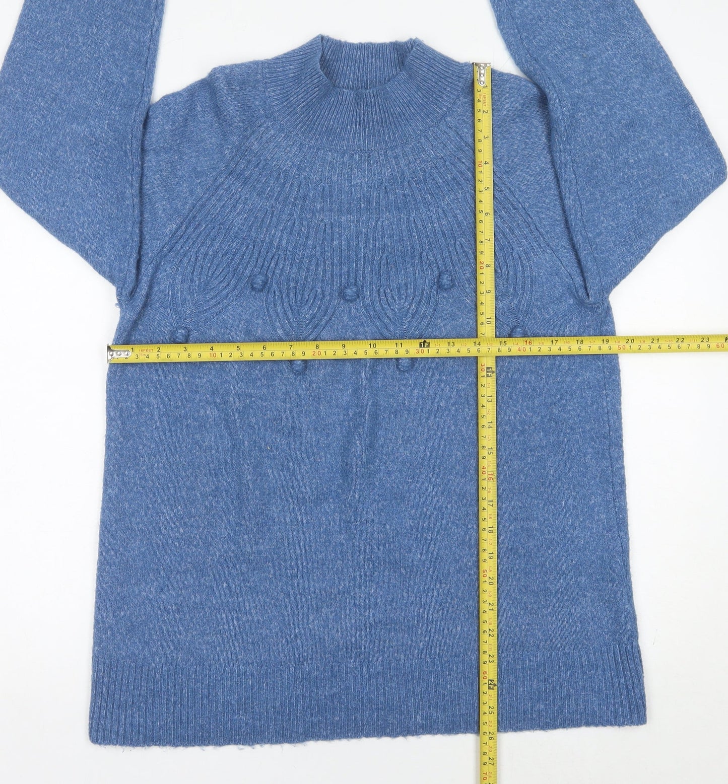 Bonmarché Womens Blue Size 16 Mock Neck Pullover Jumper