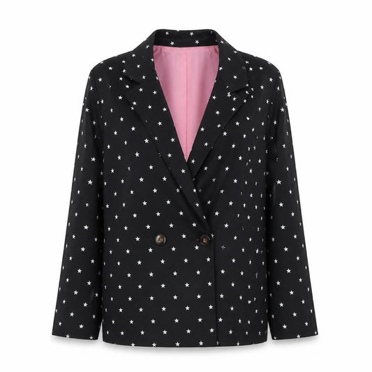 Daisy Street Womens Black Star Print Blazer Jacket UK 12