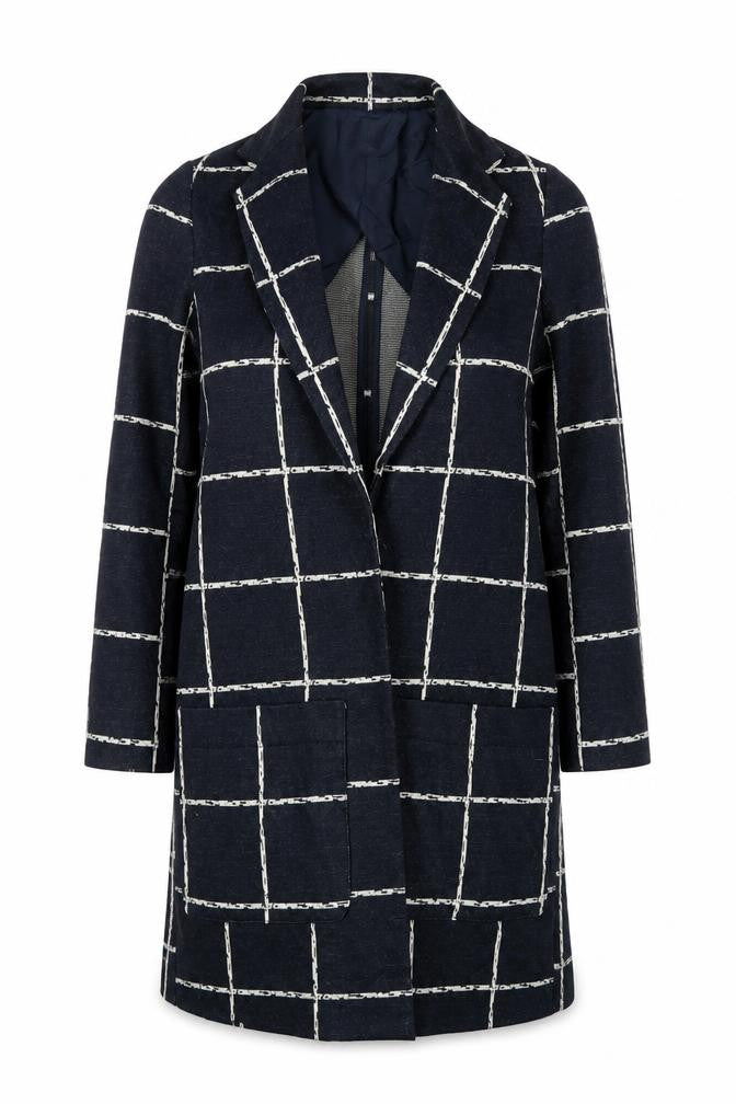Topshop Women Black Check Blazer Jacket Size 6 Regular Woven