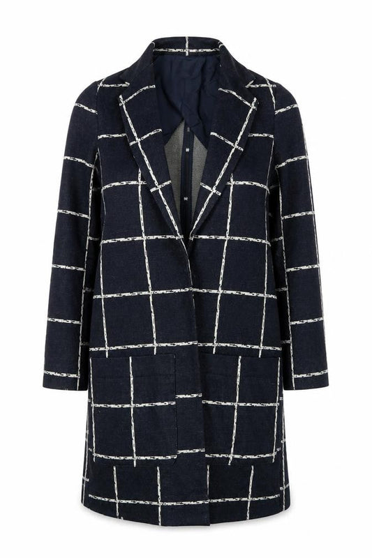 Topshop Women Black Check Blazer Jacket Size 6 Regular Woven