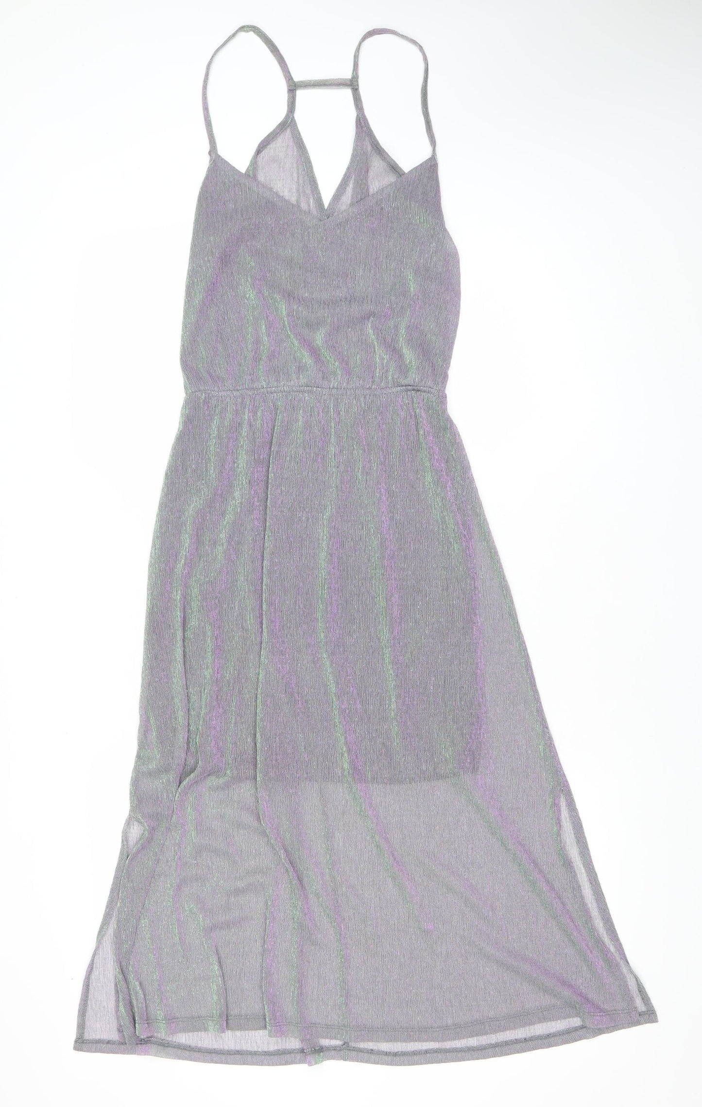 Warehouse Women Purple Size 10 Glitter Midi Slip Dress