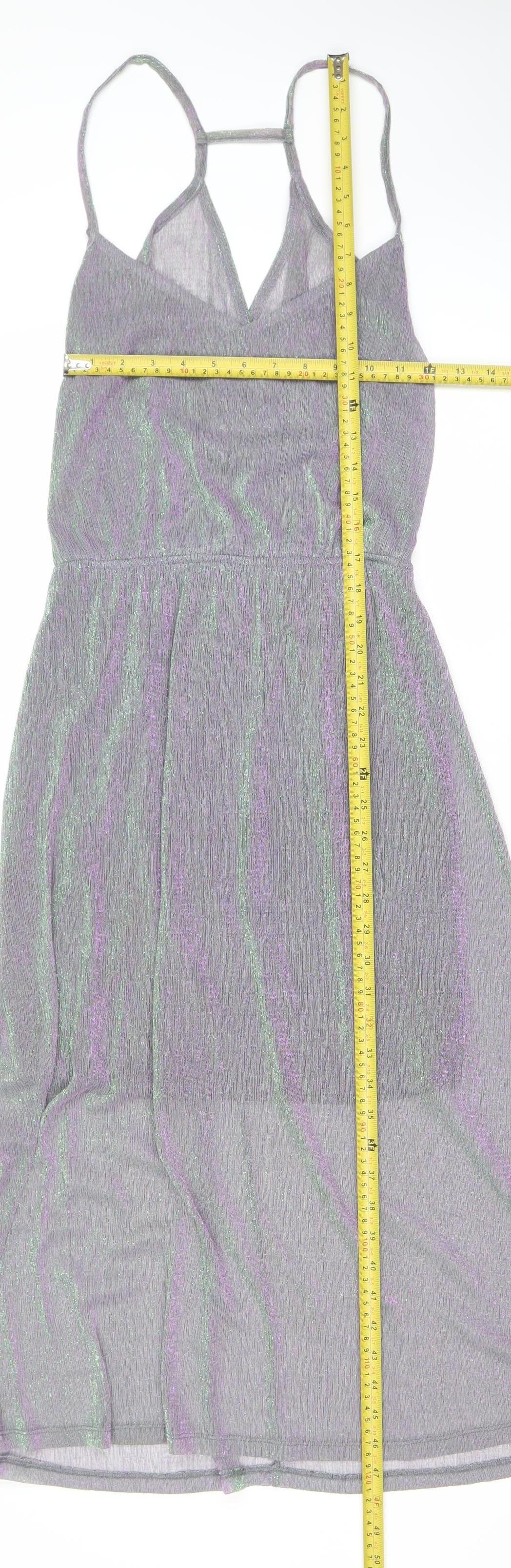 Warehouse Women Purple Size 10 Glitter Midi Slip Dress