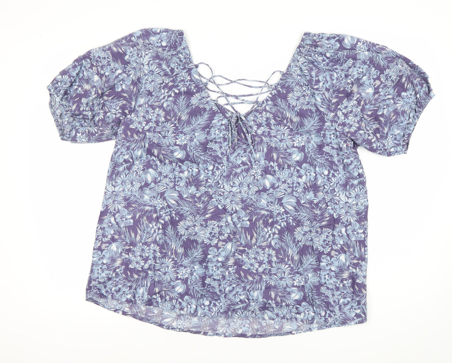 Next Women’s Purple Floral Blouse Size 14 Viscose Tunic Top