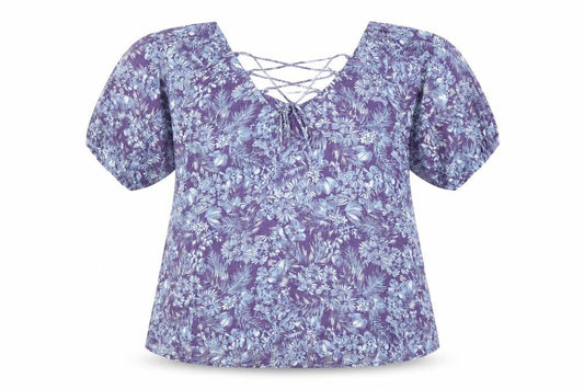 Next Women’s Purple Floral Blouse Size 14 Viscose Tunic Top