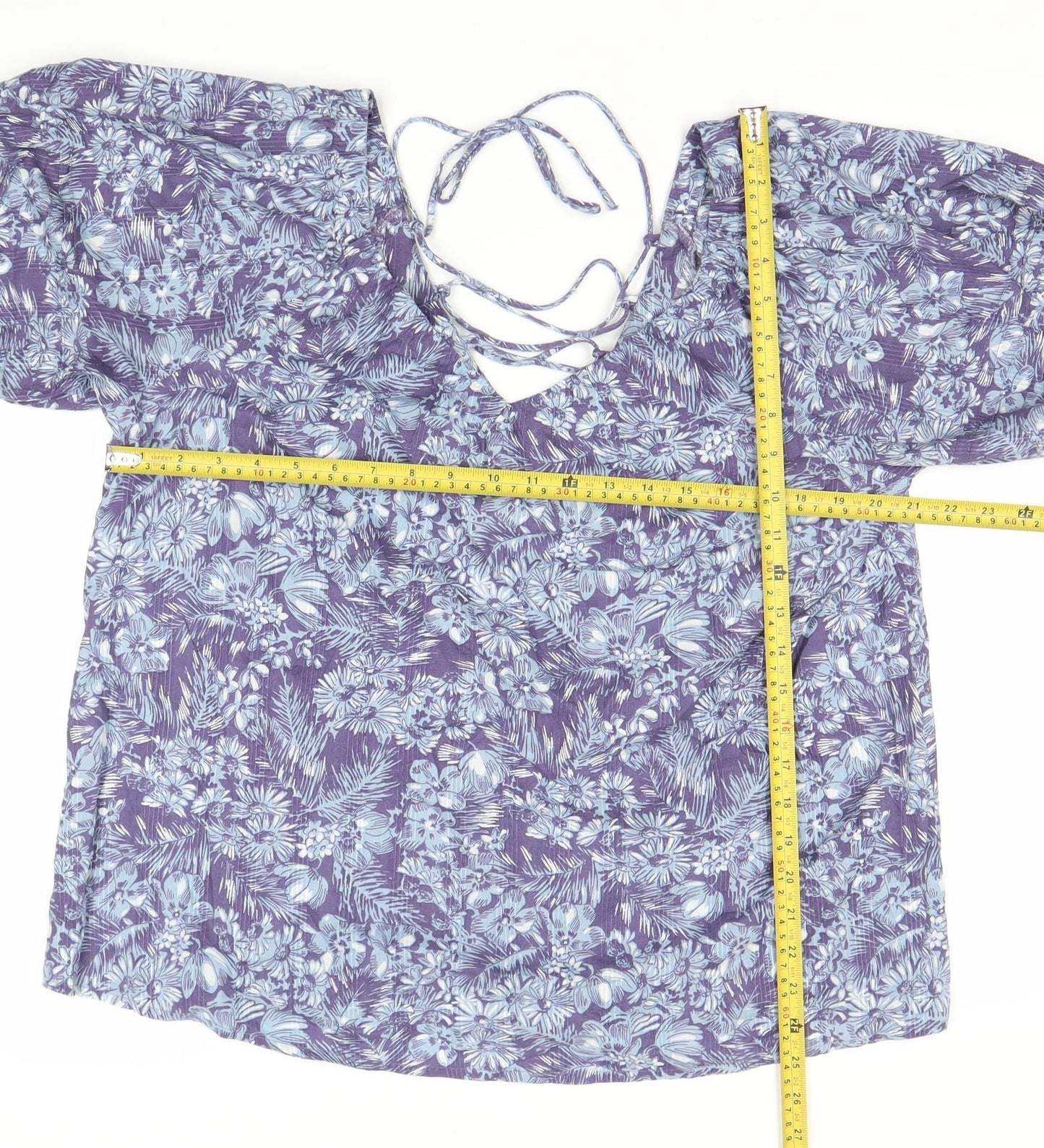 Next Women’s Purple Floral Blouse Size 14 Viscose Tunic Top