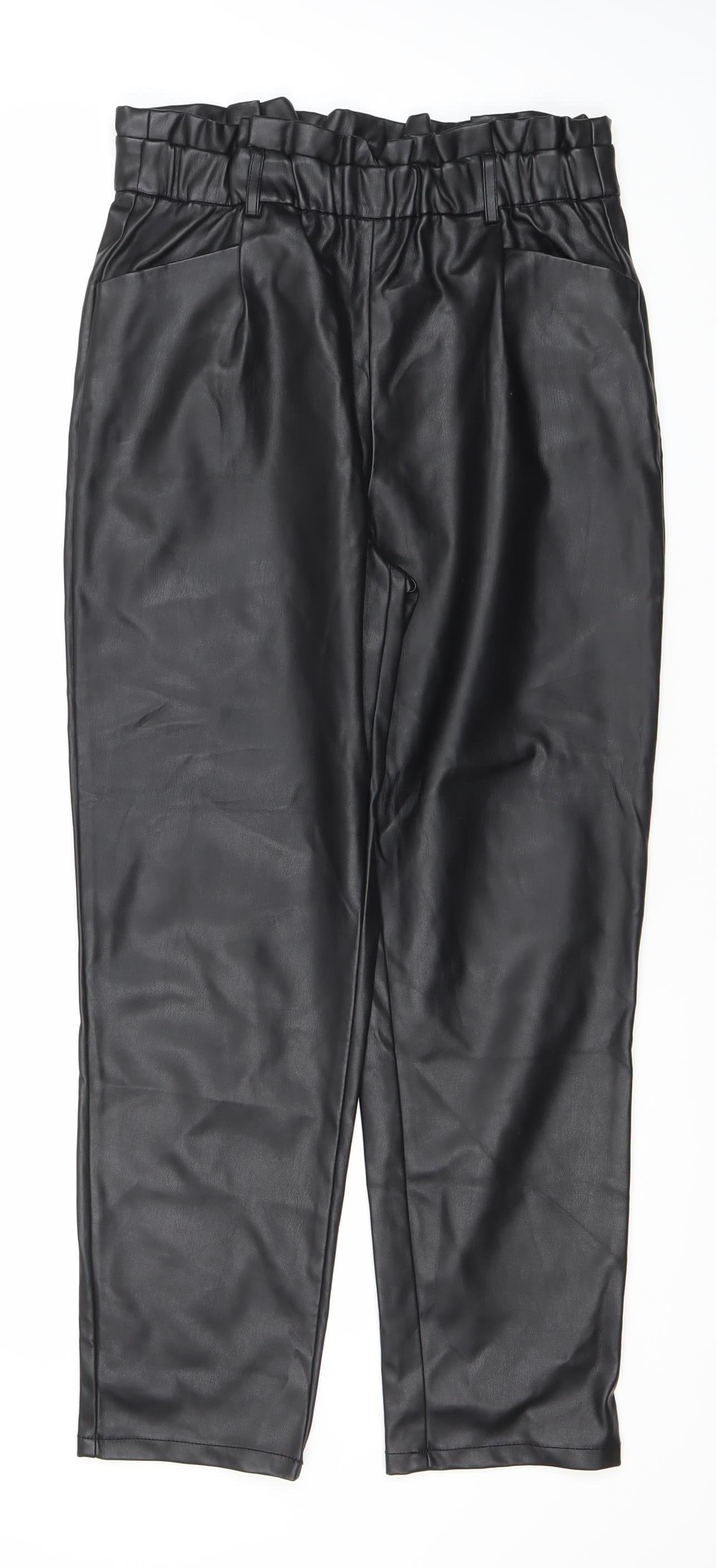 Miss Selfridge Women’s Black Faux Leather Trousers Size 10 Regular Fit