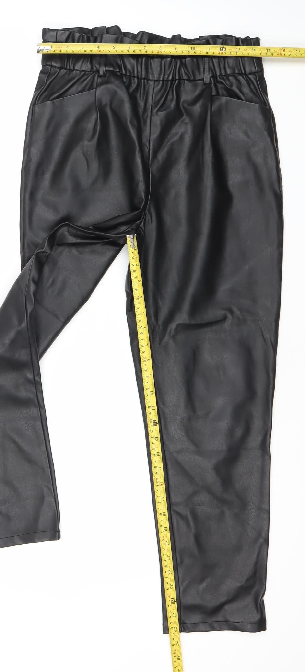 Miss Selfridge Women’s Black Faux Leather Trousers Size 10 Regular Fit