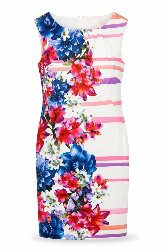 Monsoon Women’s Multicoloured Floral Sheath Dress UK 14 Knee Length