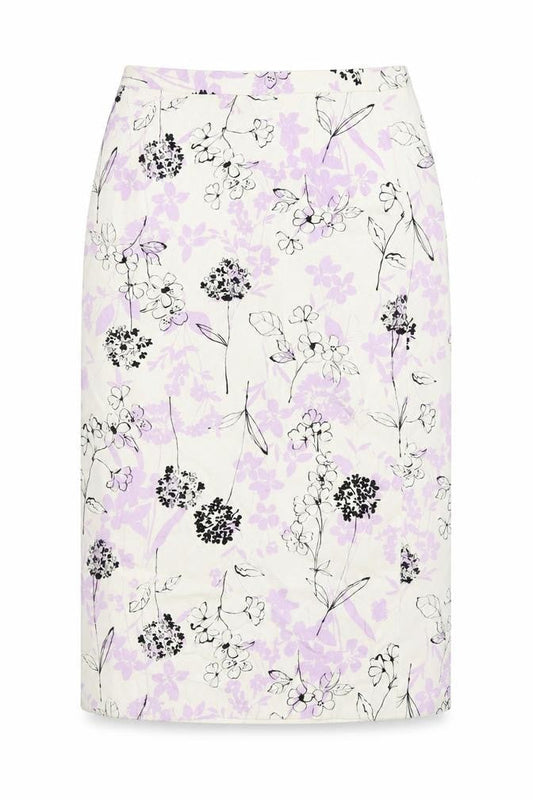 Eastex Women’s Ivory Floral Midi Linen Blend Pencil Skirt Size 16