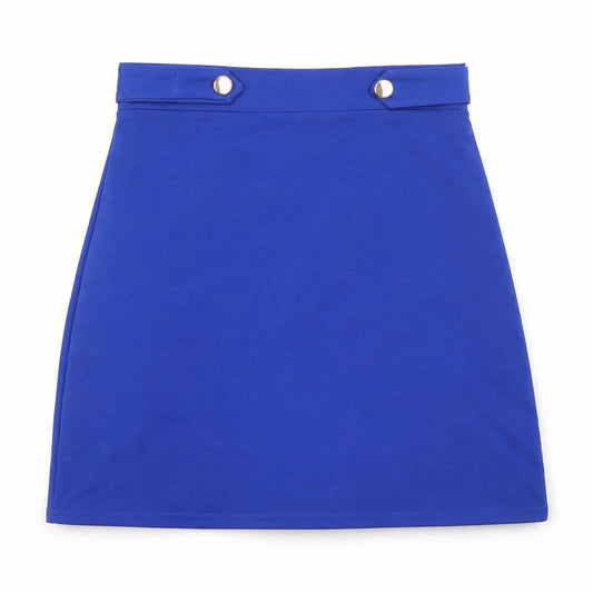 Oasis Women Blue XS Short Pencil Skirt High Waist Jersey Stretch