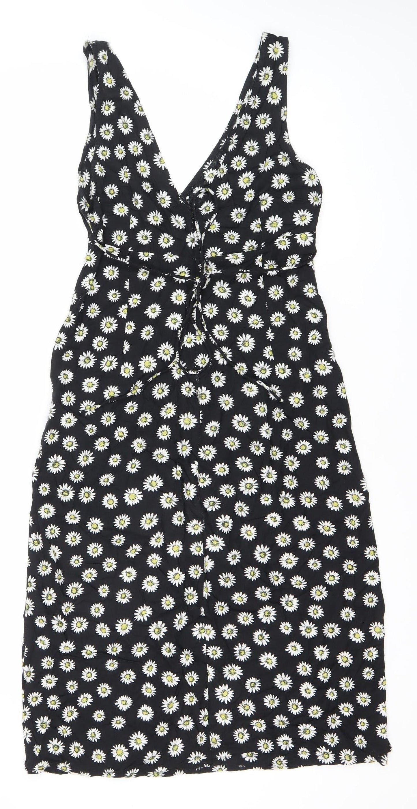 Motel Womens Black Floral Daisy Mini Slip Dress Size S