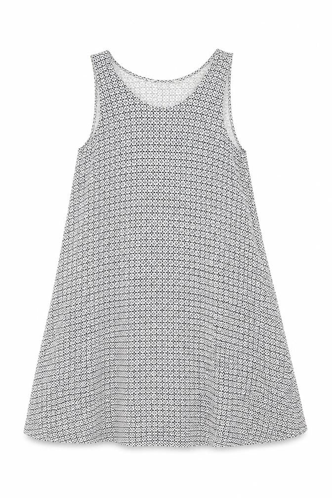 H&M Women Black Geometric Swing Dress Size S Sleeveless Viscose