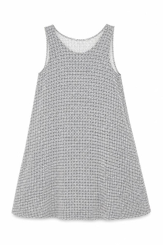 H&M Women Black Geometric Swing Dress Size S Sleeveless Viscose