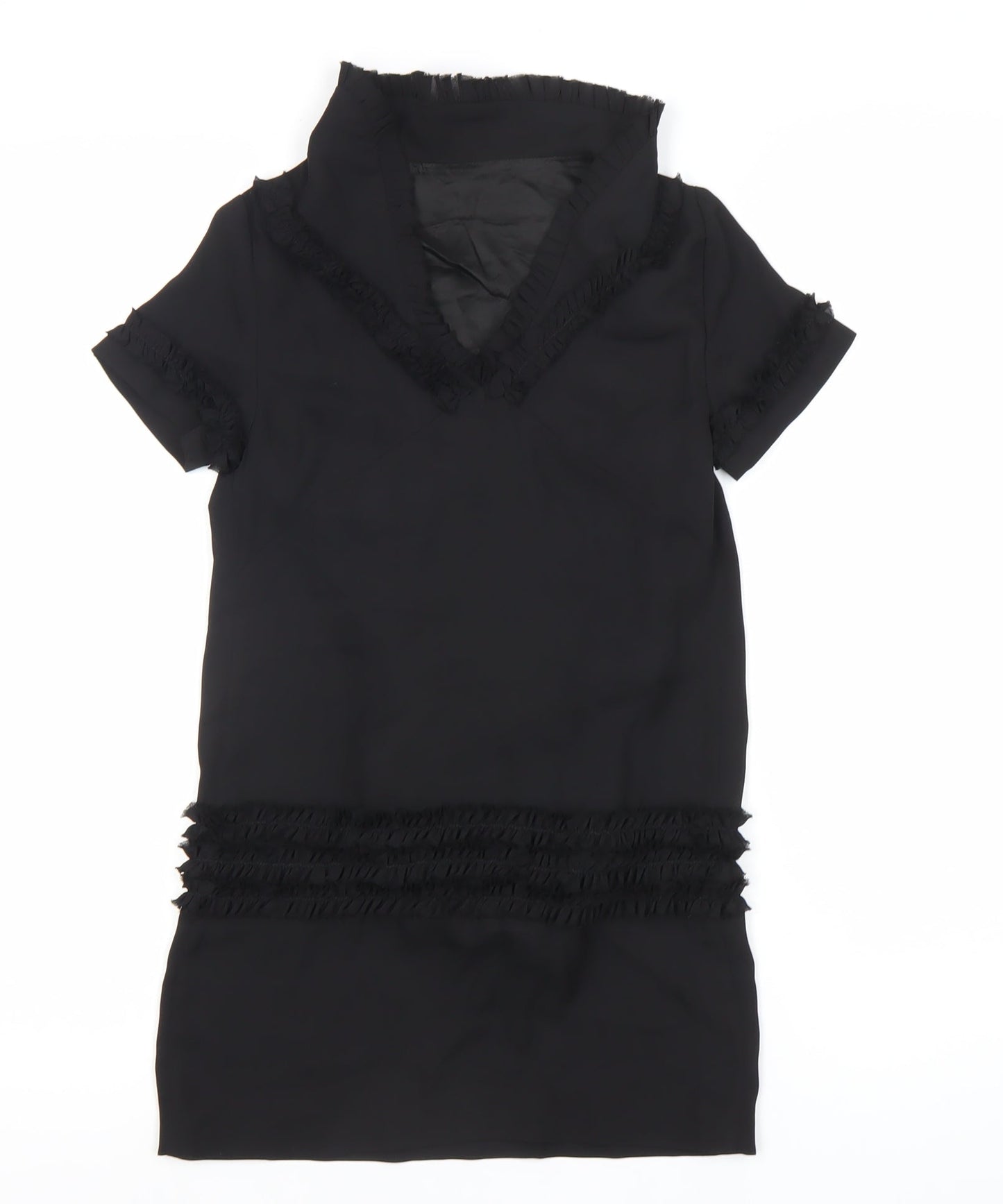 DSQUARED2 Girls Black Shift Dress 8Y Ruffle Detail Party Formal Outfit