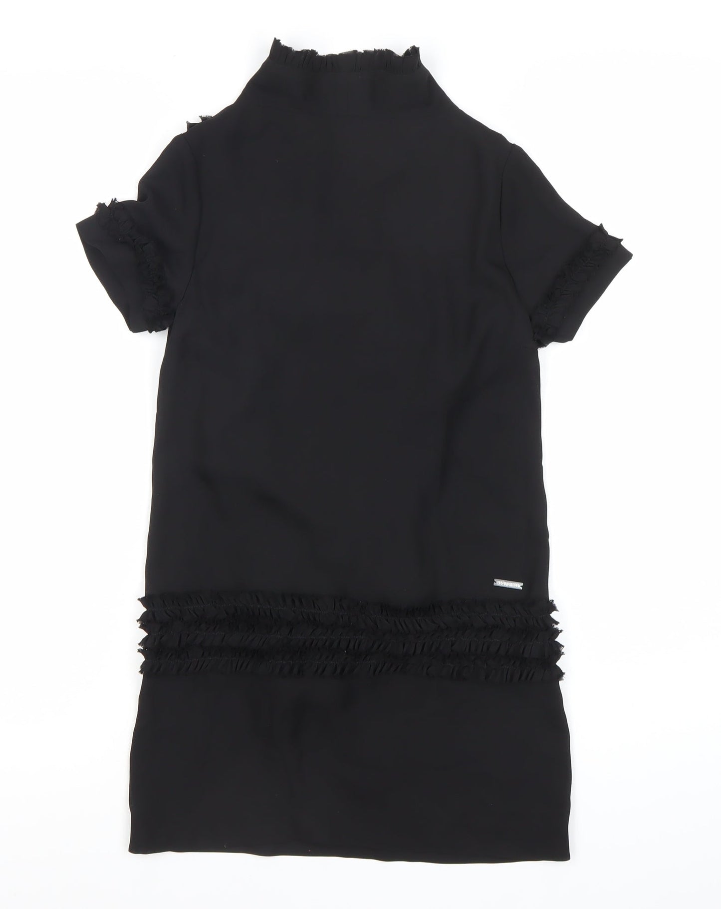 DSQUARED2 Girls Black Shift Dress 8Y Ruffle Detail Party Formal Outfit