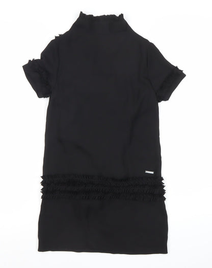 DSQUARED2 Girls Black Shift Dress 8Y Ruffle Detail Party Formal Outfit