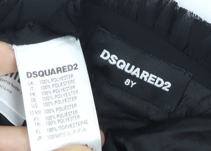 DSQUARED2 Girls Black Shift Dress 8Y Ruffle Detail Party Formal Outfit