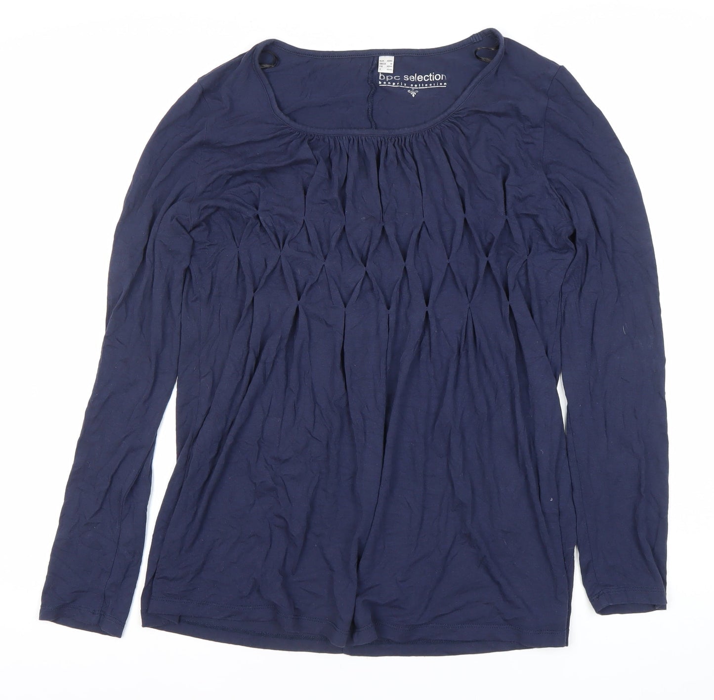 bpc Selection Women’s Blue Long Sleeve Scoop Neck Tunic Blouse Size 12