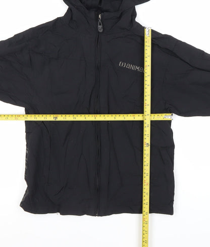 Back view of Animal boys’ black xs waterproof hooded rain jacket coat