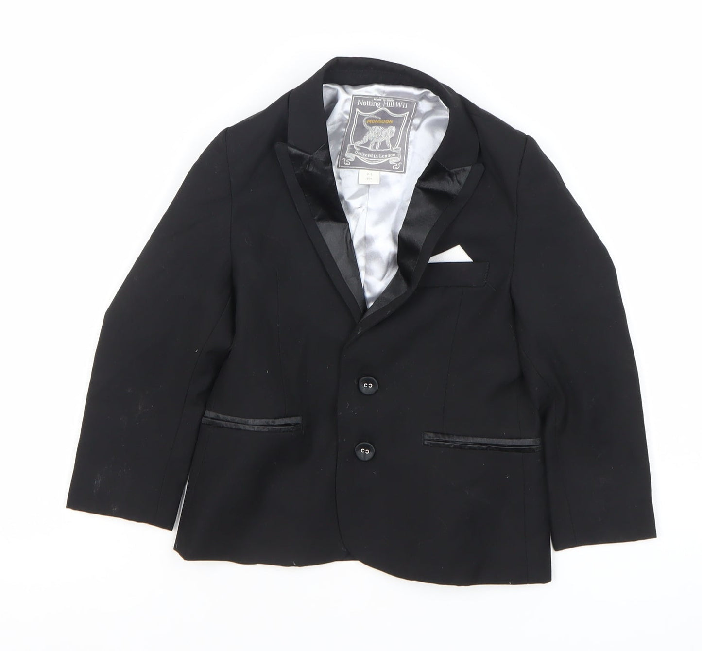 Monsoon Boys Black Tuxedo Suit Jacket 2-3 Years Shawl Lapel Formal Wear