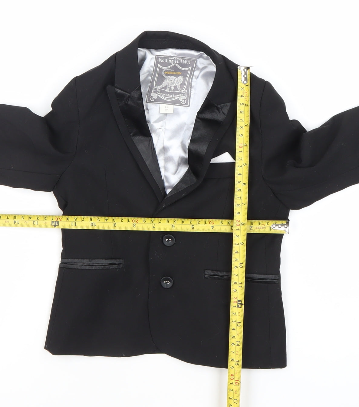 Monsoon Boys Black Tuxedo Suit Jacket 2-3 Years Shawl Lapel Formal Wear