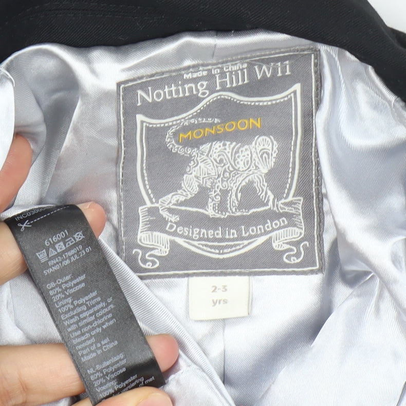 Monsoon Boys Black Tuxedo Suit Jacket 2-3 Years Shawl Lapel Formal Wear