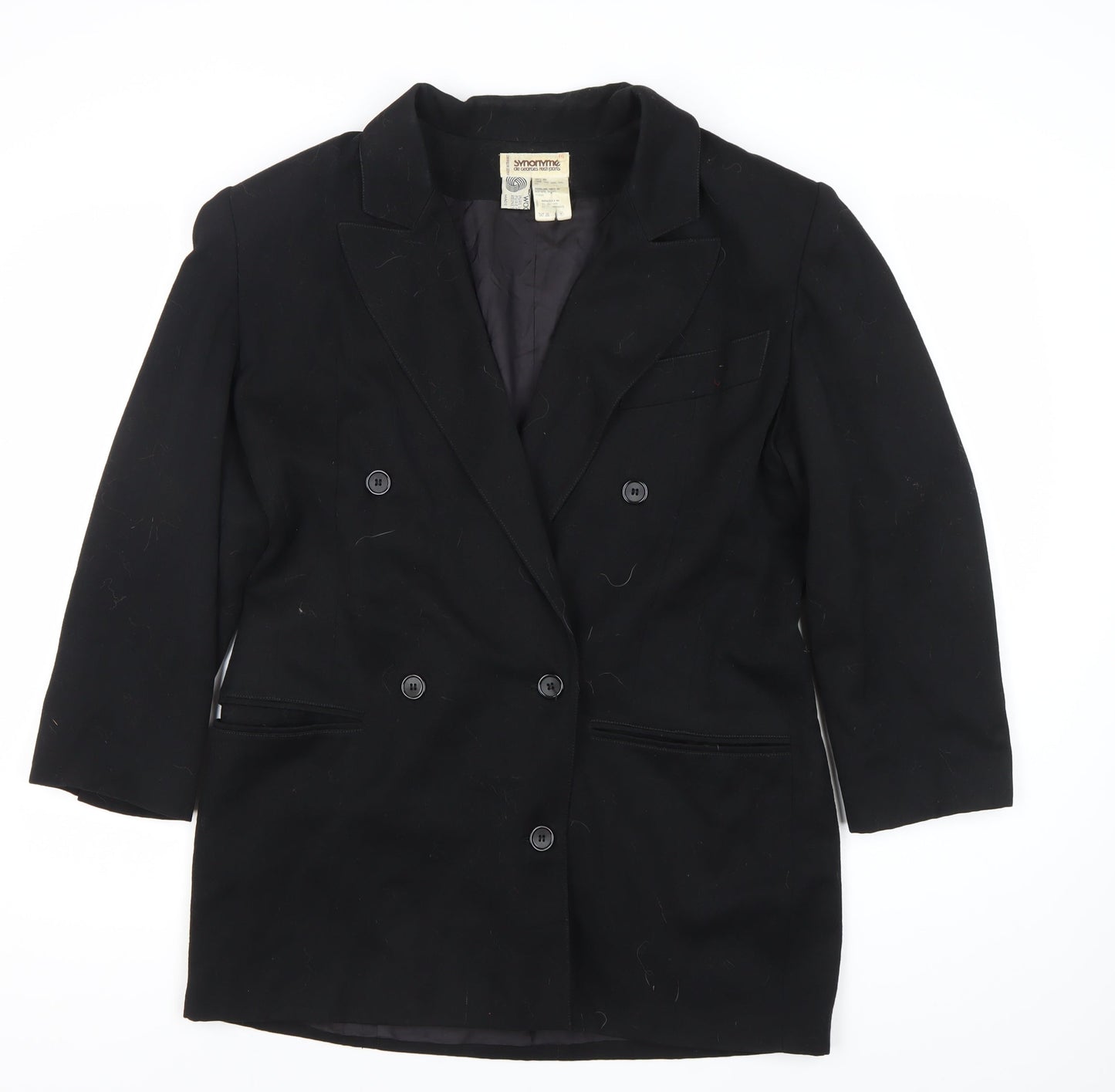 Synonyme Georges Rech Womens Black Wool Blazer Size 18 Double Breasted