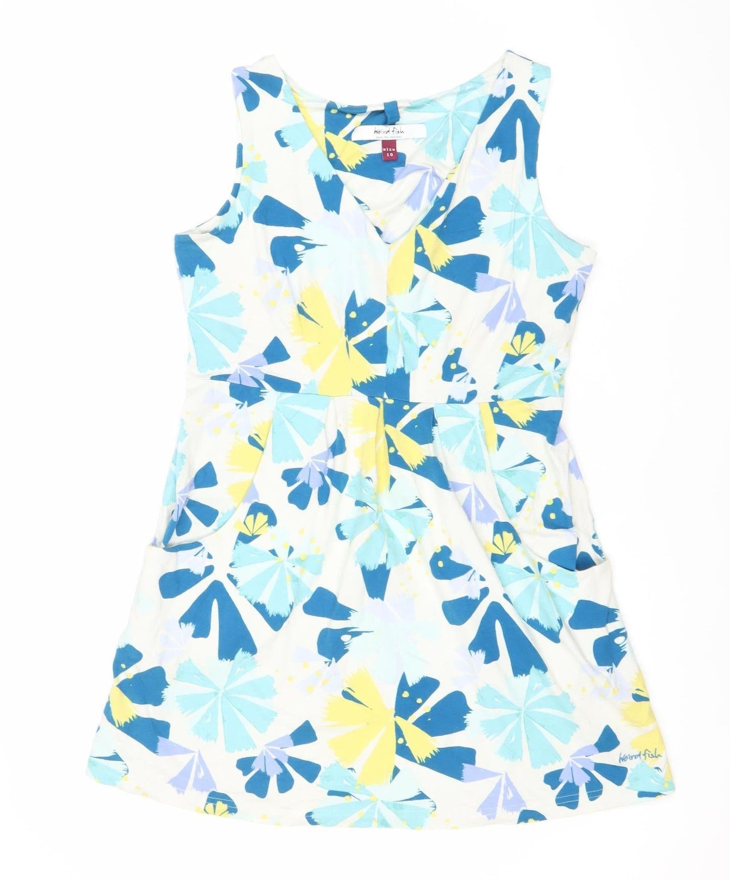 Weird Fish Womens Multicoloured Floral A-Line Dress Size 10