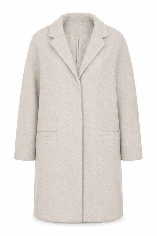 Topshop Women’s Beige Wool Blend Mid-Length Overcoat Size 14