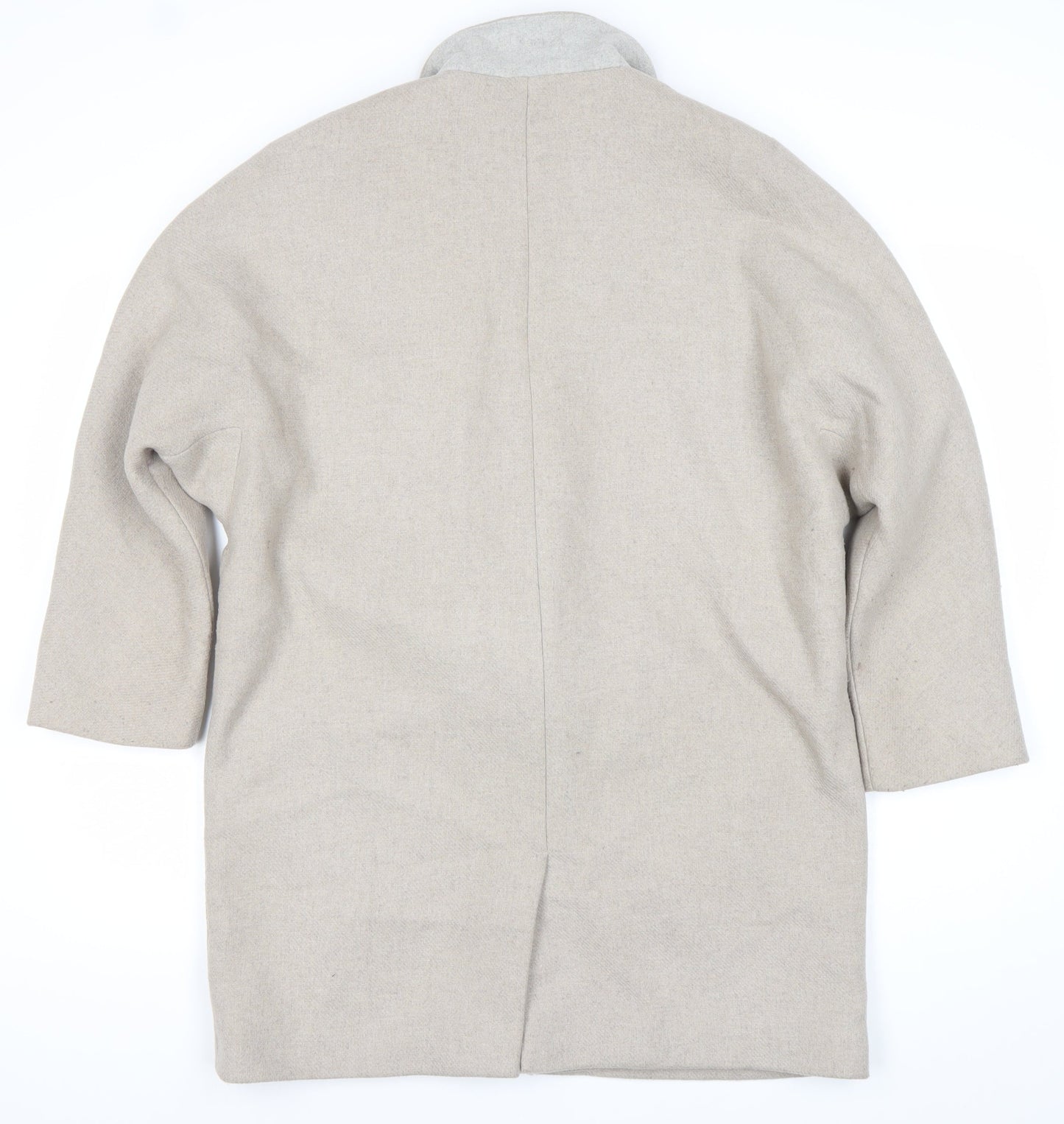 Topshop Women’s Beige Wool Blend Mid-Length Overcoat Size 14