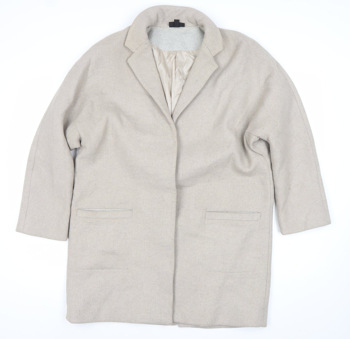 Topshop Women’s Beige Wool Blend Mid-Length Overcoat Size 14