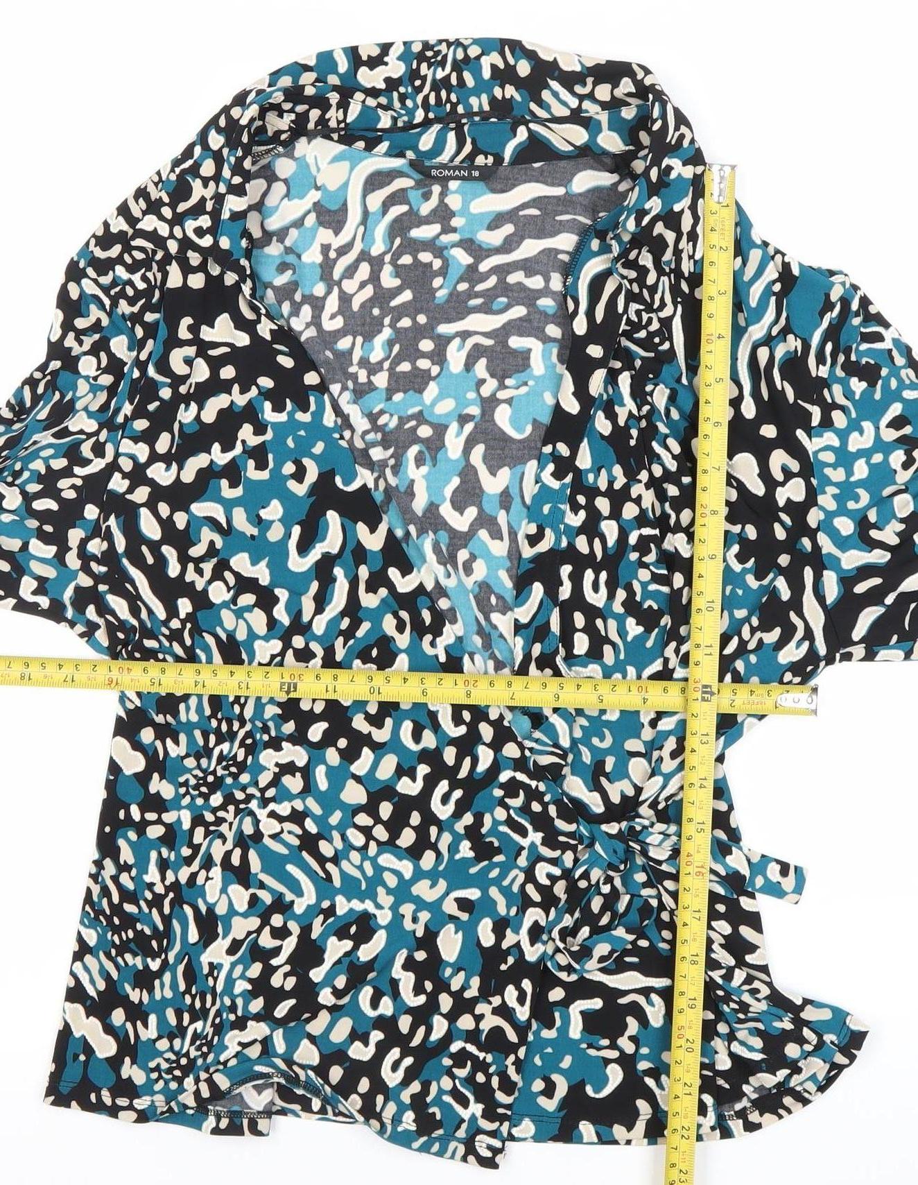 Roman Women’s Multicoloured Animal Print Wrap Blouse Size 18